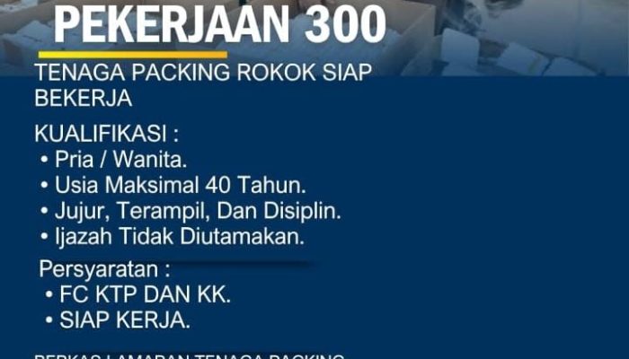 CV Ayunda Permata Sejahtera Pamekasan Buka 300 Lowongan Packing Rokok, Daftar Segera ke 0821-3227-9955